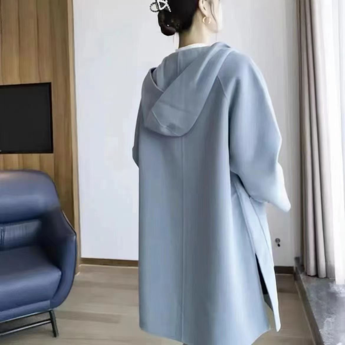 5400694阿家专柜正品2025新款时尚百搭羊毛毛呢外套大衣中长款 - 图0