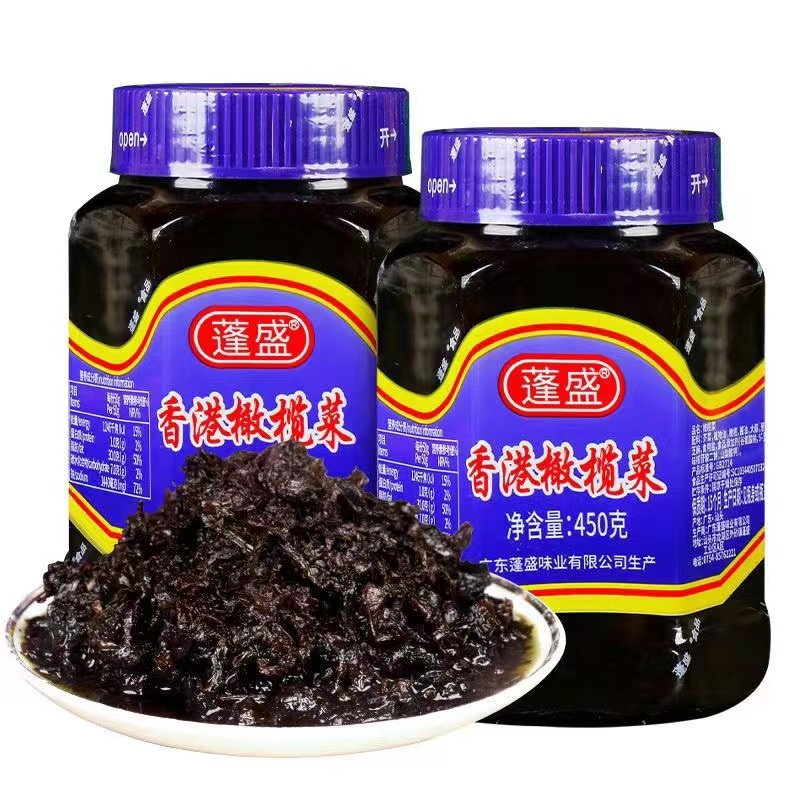 正宗蓬盛香港橄榄菜450g潮汕特产大瓶装开胃下饭菜咸菜酱菜旗舰店