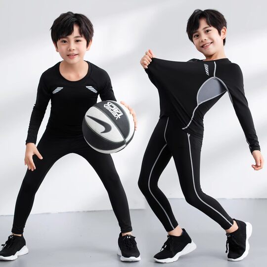 儿童运动紧身衣训练服套装秋冬篮球打底服足球速干衣两件套健身服