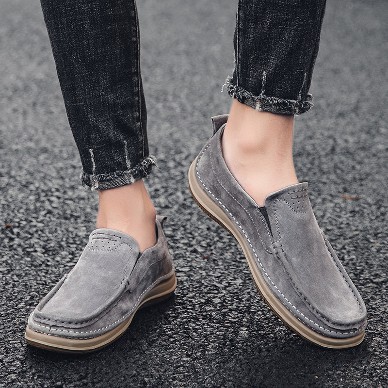 骆驼洲男鞋秋季真皮软底软皮一脚蹬豆豆鞋商务正装男士休闲皮鞋男,淘宝优惠券,粉丝福利购,淘宝优惠卷