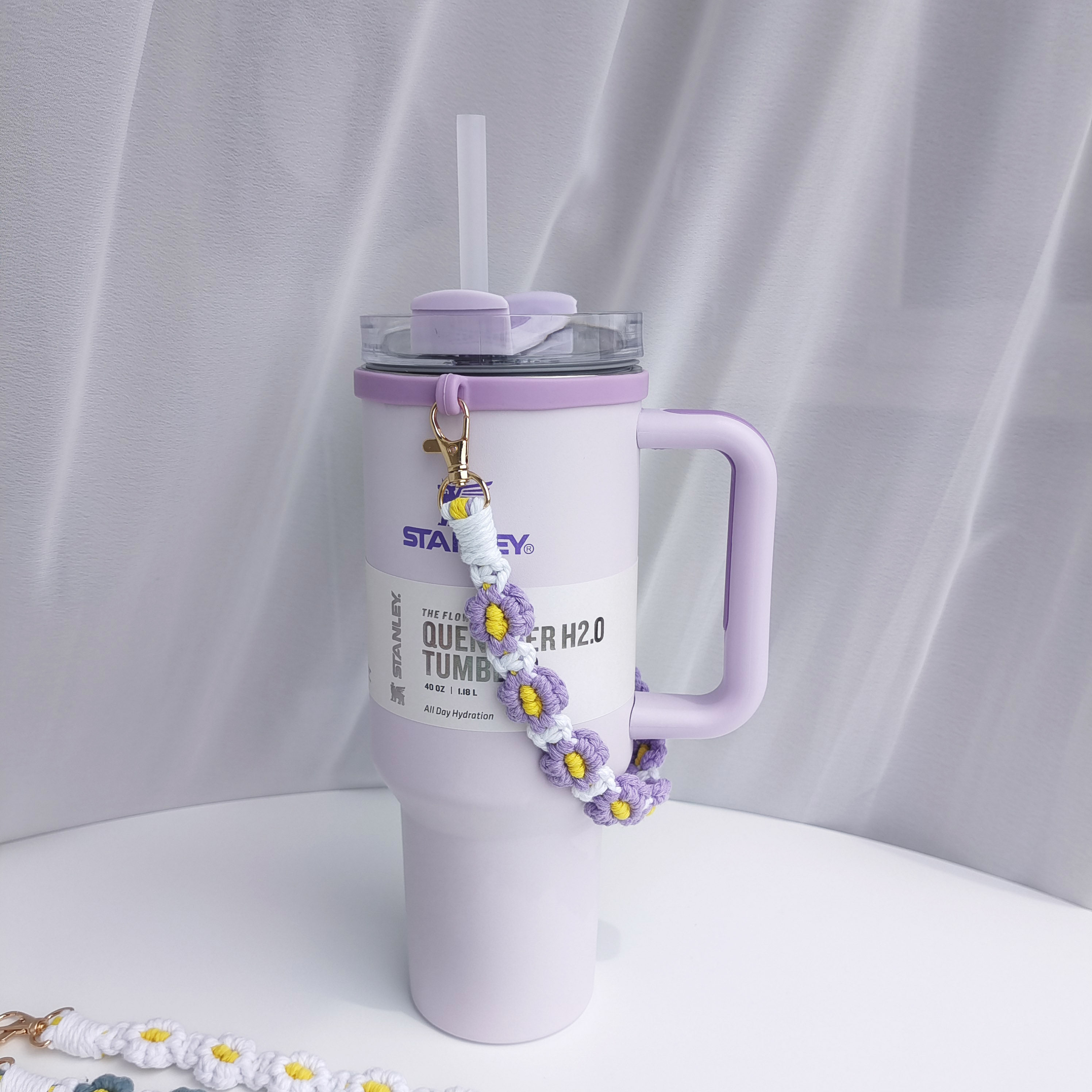 Hand-woven sports water bottle portable rope convenient daisy