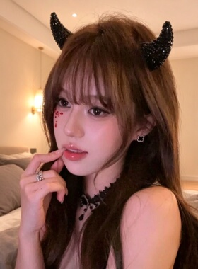 万圣节COS镶钻恶魔角发饰