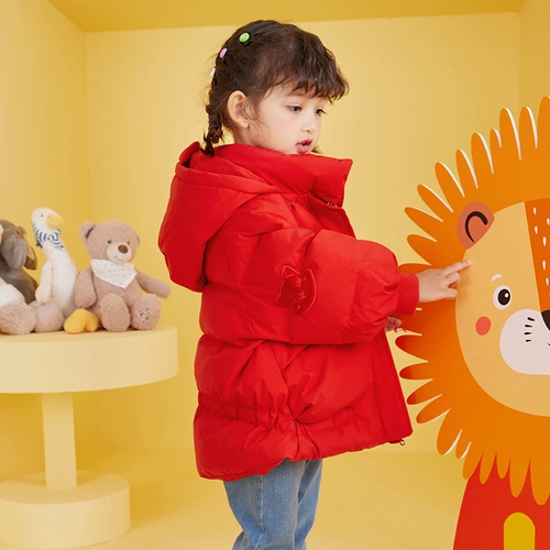 Детский длинный пуховик, милая детская куртка для девочек, коллекция 2021, средней длины, в западном стиле