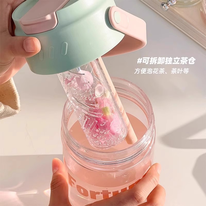 nn2025博主同款ins风铃兰花塑料杯水杯家用咖啡果汁