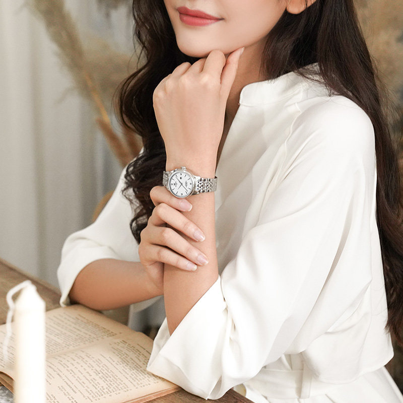 正品时尚防水自动钢带女士天王表 天王壹寸金国产腕表