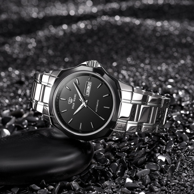 天王表钢带商务自动防水陶瓷表圈 天王壹寸金国产腕表