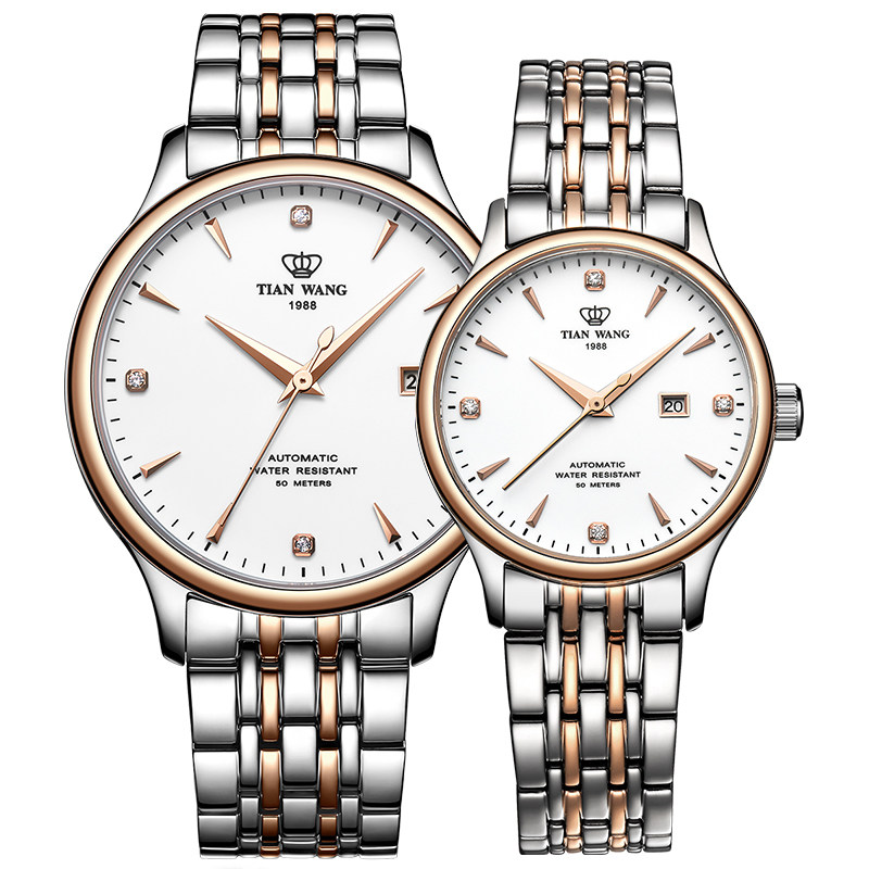 天王表正品机械情侣防水休闲一对表 天王壹寸金国产腕表