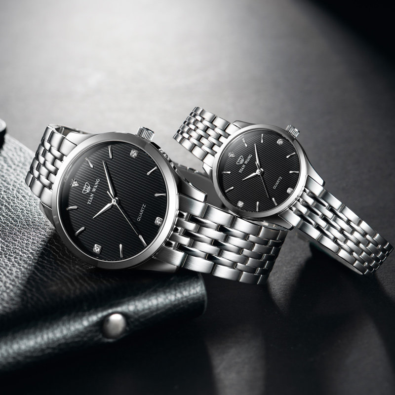 正品防水钢带商务休闲情侣天王表 天王壹寸金国产腕表