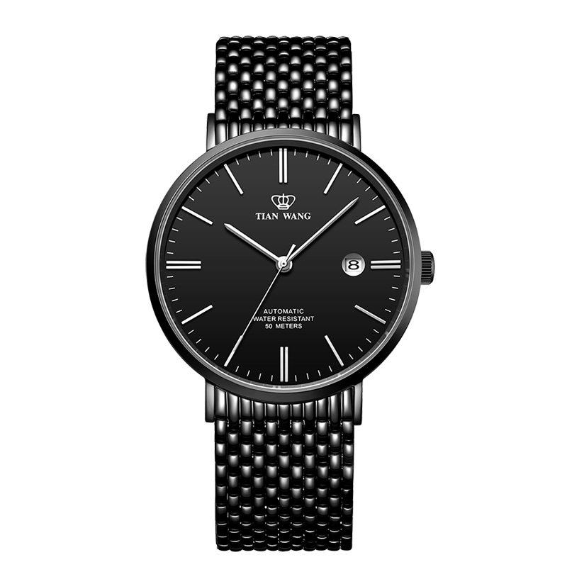 天王手表男品牌手表男士防水自动机械腕表钢带蝴蝶表扣GS51016