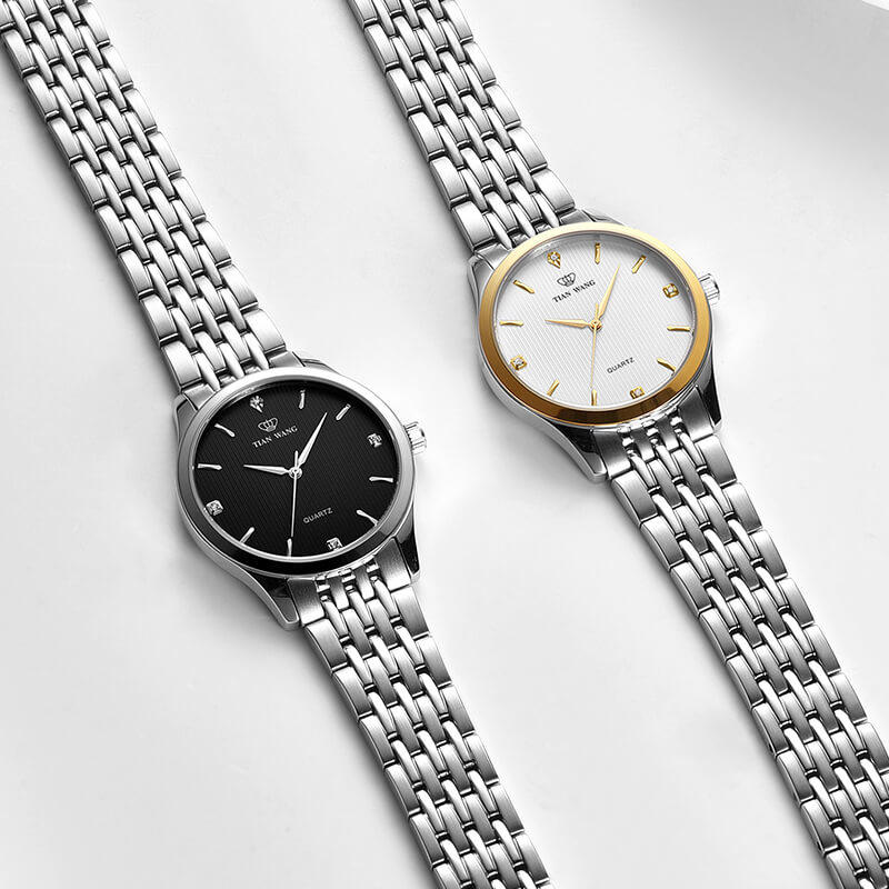 正品防水钢带商务休闲情侣天王表 天王壹寸金国产腕表