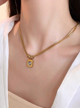 镀金钛钢蛇骨女不掉色项链