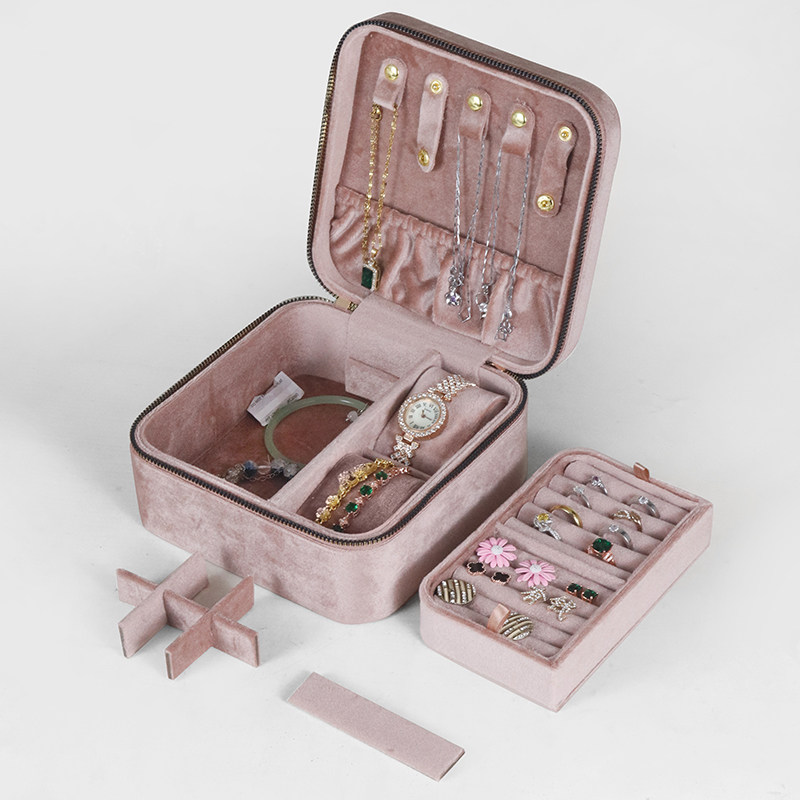 Exquisite velvet jewelry box household jewelry box large size