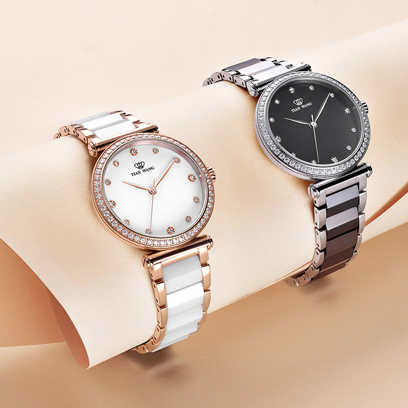 天王女士陶瓷带时尚石英ins女表 天王半小时国产腕表