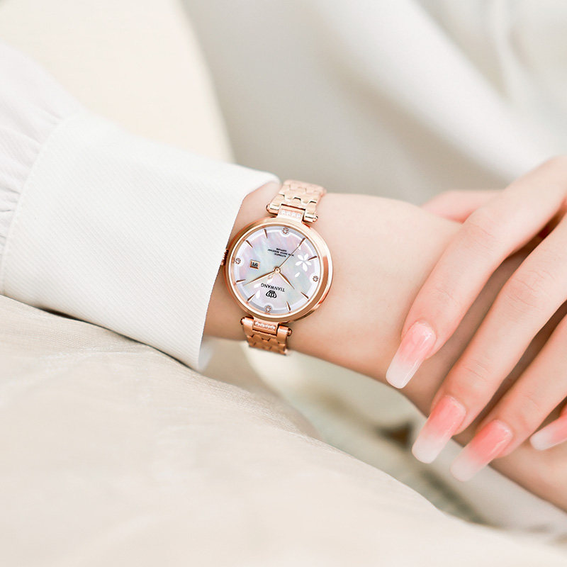 [永生花礼盒]天王女士浪漫机械表 天王半小时国产腕表