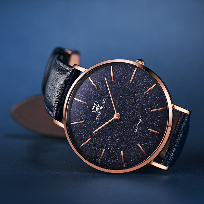 天王手表浪漫星空大表盘休闲皮带石英表男表女表同款时尚情侣表