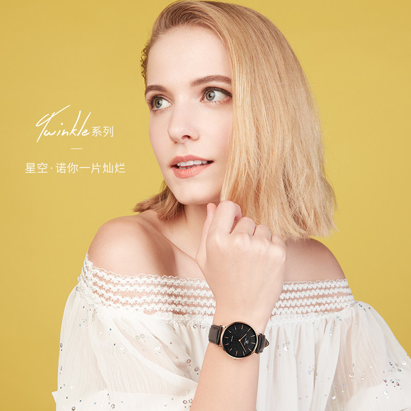 天王手表浪漫星空大表盘休闲皮带石英表男表女表同款时尚情侣表
