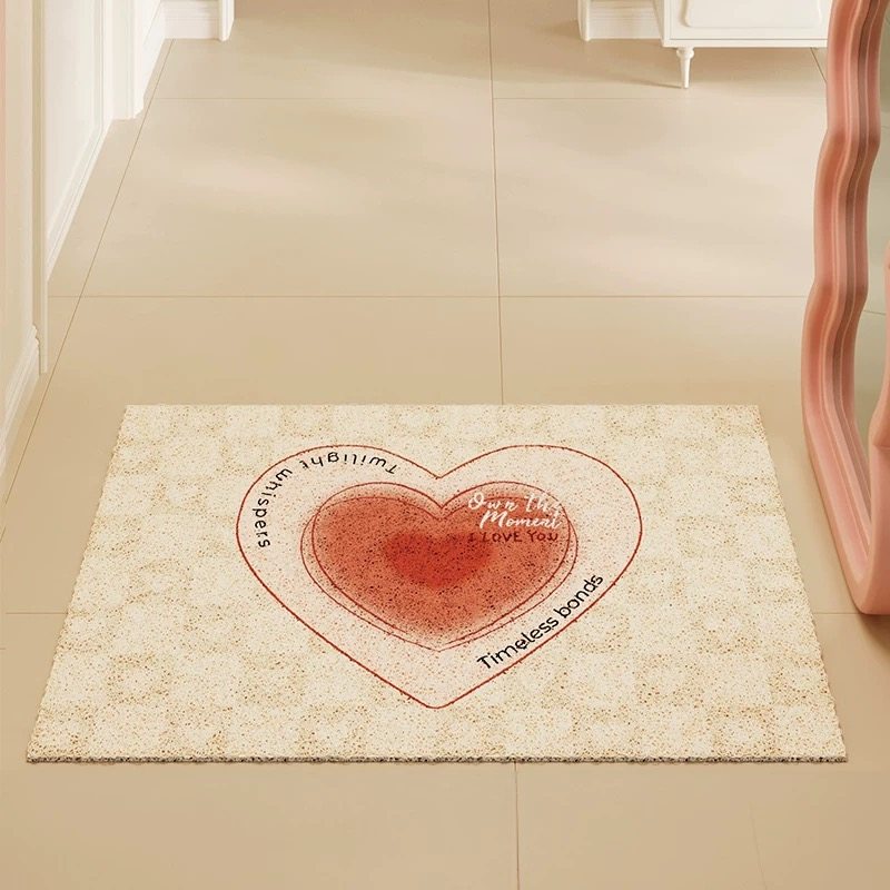 结婚气氛爱心丝圈入户门垫粉色桃心玄关脚垫刮泥蹭土地垫耐用免洗,淘宝优惠券,粉丝福利购,淘宝优惠卷