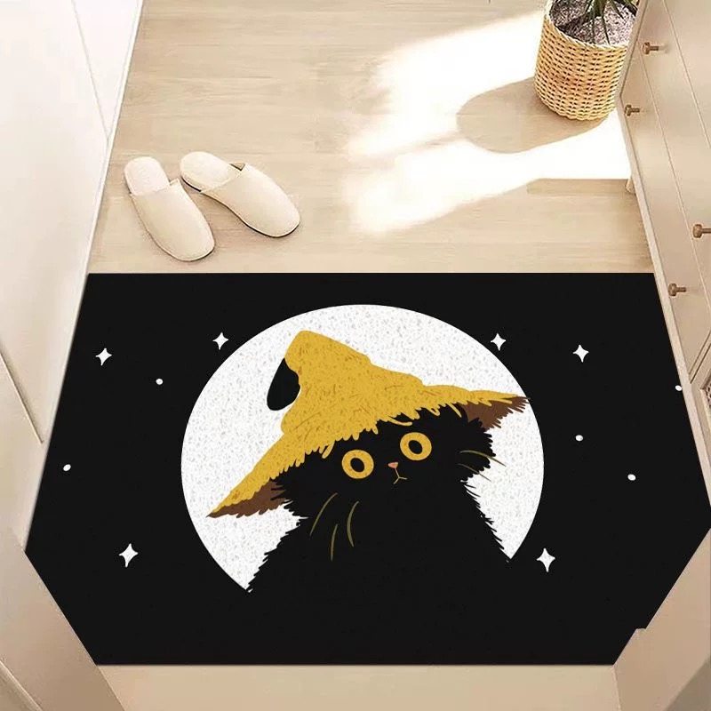 可爱黑色猫猫丝圈入户门垫创意文字玄关除尘可裁剪门口地垫超防滑,淘宝优惠券,粉丝福利购,淘宝优惠卷