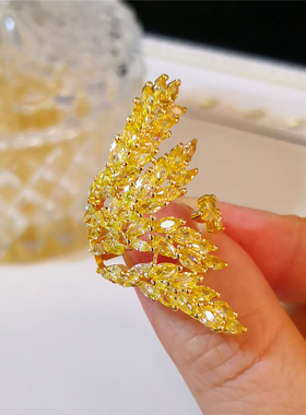 麦穗金黄开口戒指微镶锆石超闪