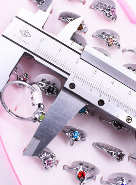 镶仿钻戒指仿银不可调节戒指潮饰品女个性时尚指环两元店货源批發