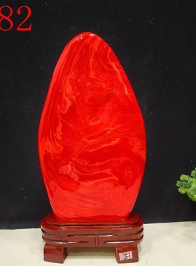 奇石鸡血石红色石头观赏石摆件