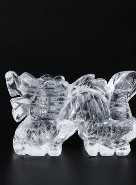 天然白水晶十二生肖吉祥龙摆件