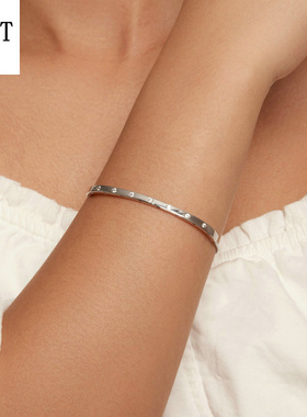 新款925纯银手镯链男女 欧美简约个性中性风可调节手链手饰配饰女