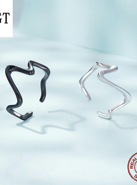 新款简约波浪S925纯银戒指男女 时尚网红款戒指高端奢华首饰配饰