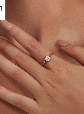 新款50分莫桑石戒指浪漫婚戒 简约经典闪耀925纯银指环手饰配饰女