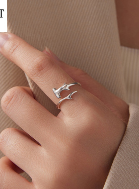 原创个性冷淡风锤头鲨开口戒指男