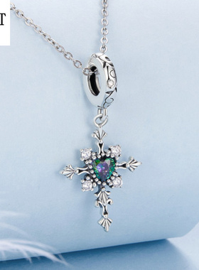 银姿韵幻彩爱心S925纯银吊坠手链