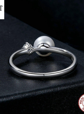 【送证书】原创天然淡水珍珠莫桑钻戒指 优雅奢华925纯银指环戒指