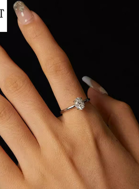 轻奢1克拉莫桑石戒指s925纯银时尚饰品结婚戒指女婚礼高端首饰女