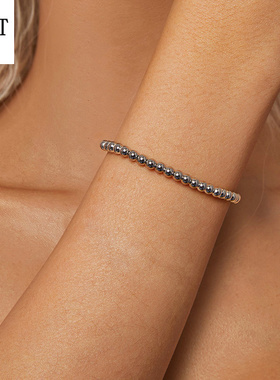 新款简约时尚圆珠手链男女 欧美圆形中性风S925纯银高端手链饰品