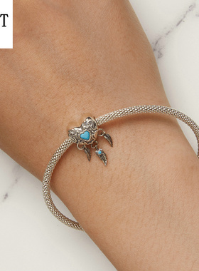 银姿韵绿松石捕梦网S925银手链