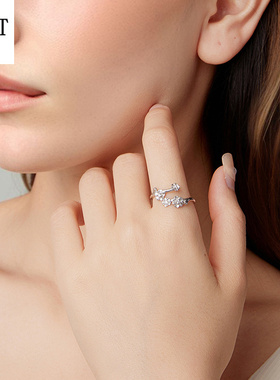 原创精致梅花开口戒指s925纯银高