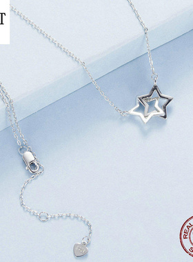 银姿韵星光相扣S925纯银锁骨链