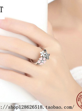 欧美风纯银滴油小雏菊戒指