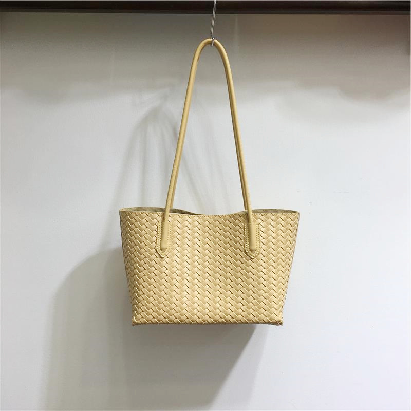 小脏柜 高级感小众手提时尚菜篮子编织包软皮质感单肩腋下托特包,淘宝优惠券,粉丝福利购,淘宝优惠卷