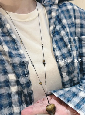 Tver韩国进口ins风小众设计感虎眼石爱心项链女锁骨链吊坠