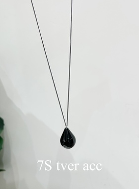 ins博主同款tver Acc韩国进口黑水滴吊坠项链 小众简约百搭毛衣链