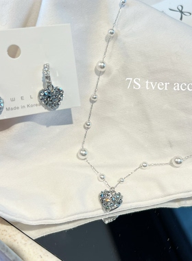 温柔施家爱心 韩国进口ins风项链女碎钻 百搭高级感锁骨链短链