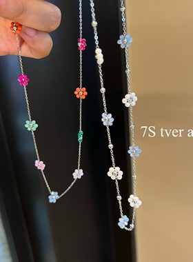 tver Acc韩国东大门彩色多巴胺花朵锁骨链 项链 Choker