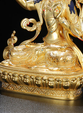 文殊菩萨佛像纯铜鎏金文殊普萨佛像西藏藏传民族用品文殊普贤佛像