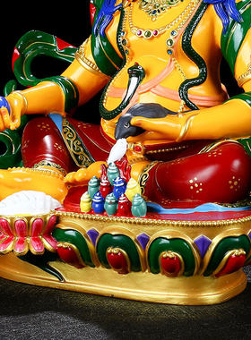 财神爷佛像密宗纯铜彩绘居家供奉黄财神佛像办公店铺开业礼品摆件