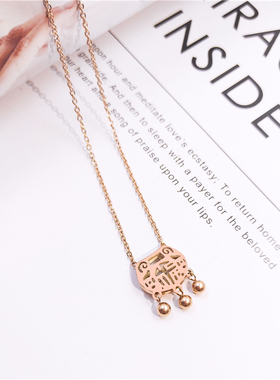 不褪色玫瑰金长命小号女平安锁