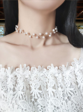 气质时尚短款项链女锁骨链珍珠女