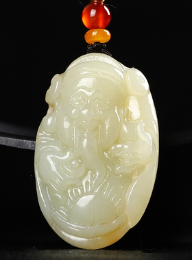天然和田玉财神吊坠男女款