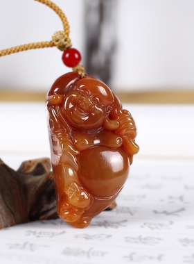 天然黄龙玉弥勒佛吊坠