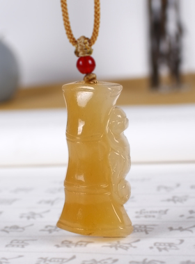天然黄龙玉竹节吊坠男女款